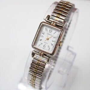Carriage Women’s Two-Tone Rectangle Wristwatch Quartz Stretch Bracelet Vintage